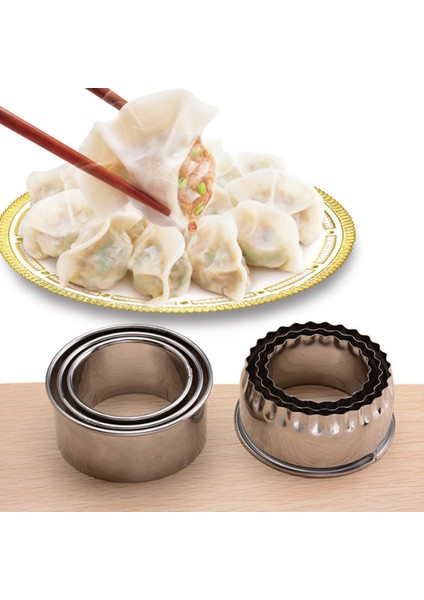 Çiçek Kenar Stili 3 Adet Yuvarlak Çiçek Şekilli Hamur Kesme Aracı Mutfak Gereçleri Paslanmaz Çelik Mantı Kesici Taşınabilir Mantı Hamuru Kalıpları (Yurt Dışından) fırsatları