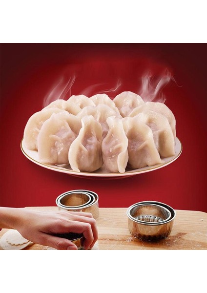 B Tarzı 3 Adet Yuvarlak Çiçek Şekilli Hamur Kesme Aracı Mutfak Aletleri Çelik Mantı Kesici Taşınabilir Mantı Kalıpları (Yurt Dışından) modelleri