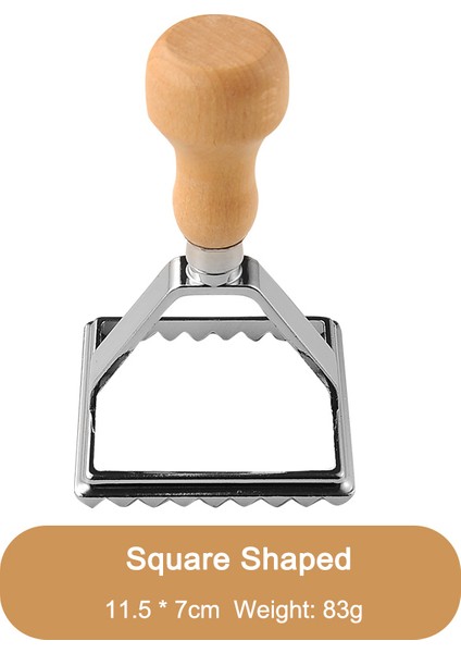 Squre Şekilli Stil Doğal Ahşap Saplı Kare Yuvarlak Kalp Şeklinde Ravioli Damga Mantı Kalıbı Kesici Pres (Yurt Dışından)