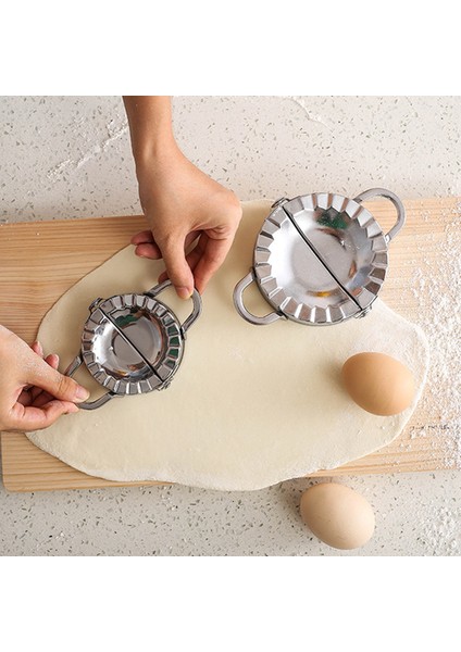 Küçük Börek Kalıp Stili Paslanmaz Çelik Mantı Kalıbı Jiaozi Yapıcı El Hamur Sıkacağı Daire Silindir Makinesi Mutfak Fırın Pastacılık Kesiciler Pişirme Araçları (Yurt Dışından) indirimleri