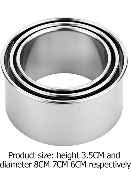 3 Adet Tarzı Yuvarlak Bisküvi Kesici Kalıp Paslanmaz Çelik Hamur Kesme Mutfak Ev Yapımı Pasta Kalıbı cm Kesme Araçları - (Yurt Dışından)