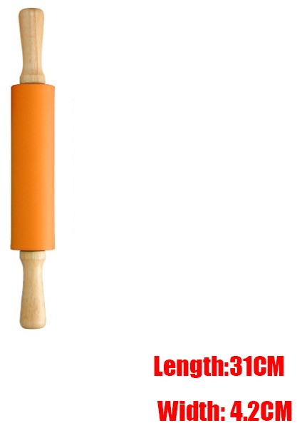 Turuncu M Stili Ahşap Saplı Yuvarlak Mutfak Rulo Çocuklar Için Hamur Şekeri Rulo Baking Ekmek Yapımı (Yurt Dışından)