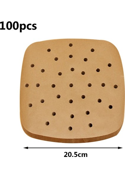 Kahverengi Kare 20.5cm Stili Yuvarlak Bambu Buhar Sepeti Kağıt Hava Fritözü Buharlı Bez Delikli Ahşap Hamur Kağıtları Yapışmaz Buhar Matı Mantı Pişirme Matı (Yurt Dışından)