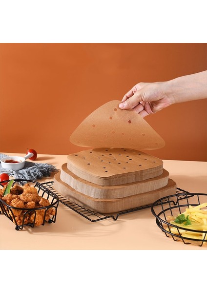 Kahverengi Kare 20.5cm Stili Yuvarlak Bambu Buhar Sepeti Kağıt Hava Fritözü Buharlı Bez Delikli Ahşap Hamur Kağıtları Yapışmaz Buhar Matı Mantı Pişirme Matı (Yurt Dışından)