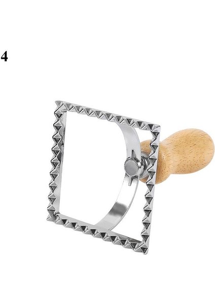 No.4 Tarzı Çerez Kesici Ravioli Makarna Araçları Ravioli Kesici Hamur Pres Kalıp Mantı Dantel Kabartma Kare Yuvarlak Pizza Kesme Tekerleği Aracı (Yurt Dışından)