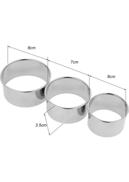 3 Adet Stil Paslanmaz Çelik Yuvarlak Şekil Bisküvi Kek Hamur Mantı Kalıbı Kurabiye Kesici Kalıp Seti Mutfak Kendin Yap Fırıncılık Pasta Kek Aracı (Yurt Dışından)