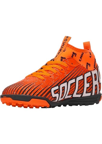 Çoraplı Halı Saha Futbol Ayakkabısı Turuncu-Beyaz