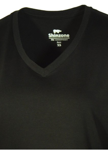 Kadın V Yaka Basic Siyah T-Shirt fırsatları