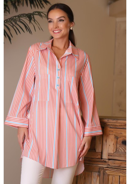 Arkası Uzun Salaş Uzun Kadın Gömlek 34343-2Y4