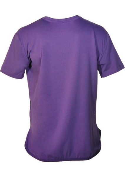 Kadın V Yaka Basic Mor T-Shirt