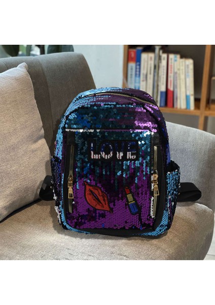 Payetli Omuz Çantası Moda Vahşi Sırt Çantası Eğlence Seyahat Açık Mavi (Yurt Dışından) fiyatları