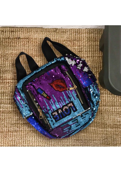 Payetli Omuz Çantası Moda Vahşi Sırt Çantası Eğlence Seyahat Açık Mavi (Yurt Dışından) modelleri