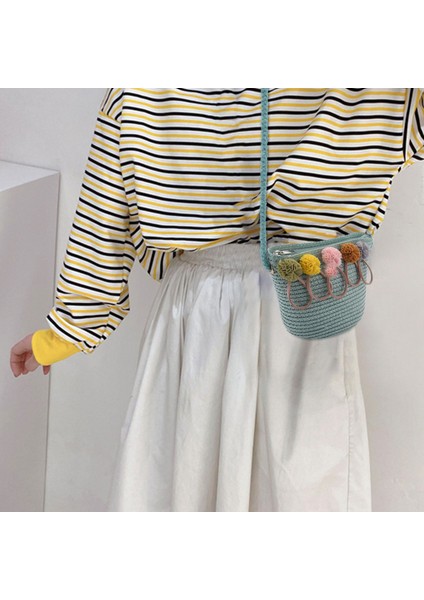 Kız Çocuk Omuz Çantası Hasır Rattan Örgü Crossbody Bebek Için En Iyisi (Yeşil) (Yurt Dışından)