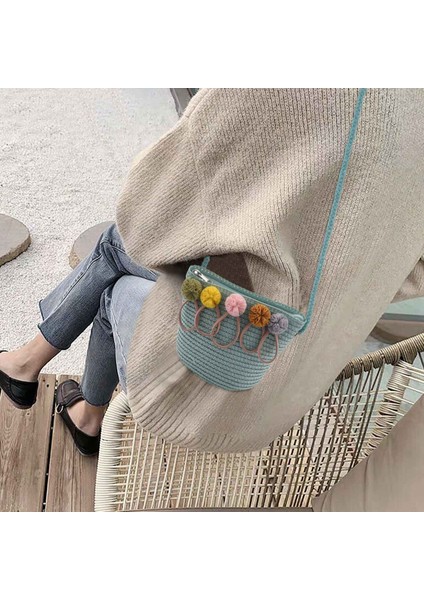 Kız Çocuk Omuz Çantası Hasır Rattan Örgü Crossbody Bebek Için En Iyisi (Yeşil) (Yurt Dışından)