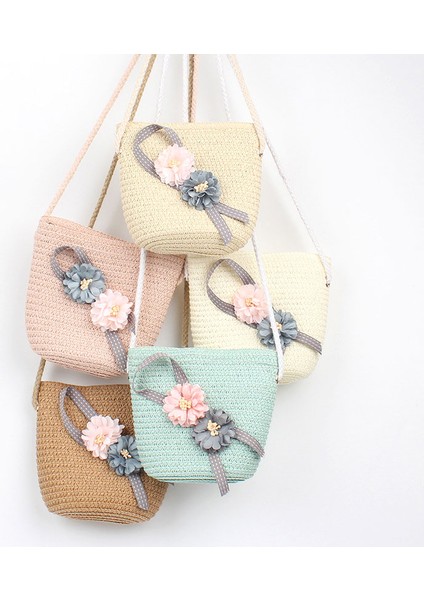 Çocuk Kız Hasır Çanta Yaz Boho Çanta Messenger Çiçek Crossbody Seyahat Plaj Çantası, Bej (Yurt Dışından) fiyatları