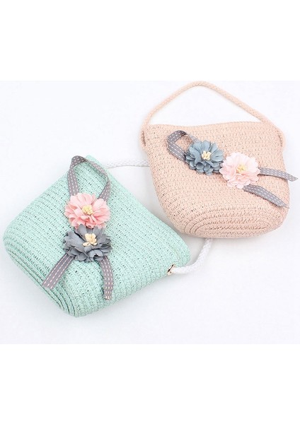 Çocuk Kız Hasır Çanta Yaz Boho Çanta Messenger Çiçek Crossbody Seyahat Plaj Çantası, Yeşil (Yurt Dışından) modelleri