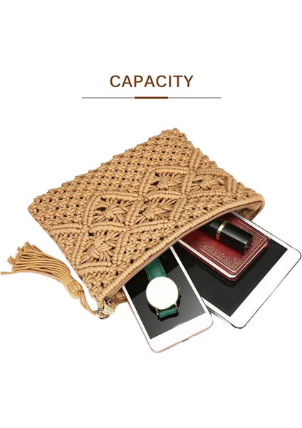 Kadın El Dokuma Pamuk Çanta Saman Dokuma Bozuk Para Cüzdanı Cep Telefonu Debriyaj Haki (Yurt Dışından) modelleri