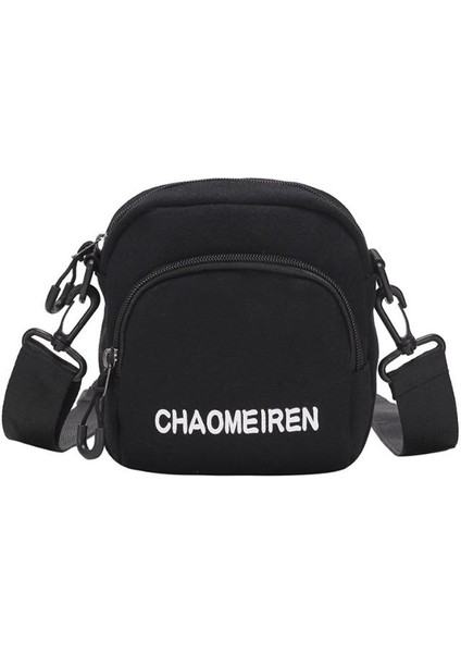 Stil Retro Basit Küçük Mini Kızın Kore Versiyonu Vahşi Omuz Messenger Çanta Siyah (Yurt Dışından)