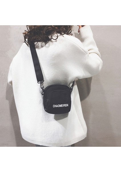 Stil Retro Basit Küçük Mini Kızın Kore Versiyonu Vahşi Omuz Messenger Çanta Siyah (Yurt Dışından) modelleri