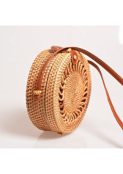 El Yapımı Dokuma Rattan Çanta Kadın Saman Bambu Dairesel Plaj Çantaları Yaz Bohem Örgü Omuz (Yurt Dışından) fiyatları