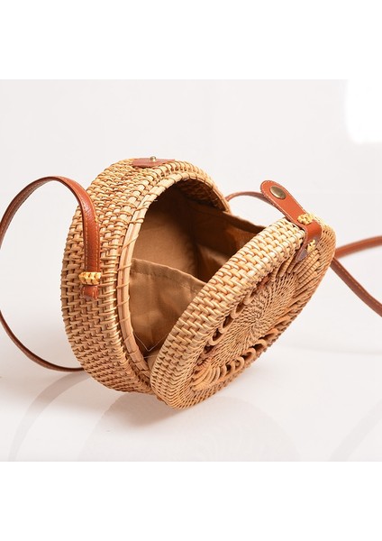 El Yapımı Dokuma Rattan Çanta Kadın Saman Bambu Dairesel Plaj Çantaları Yaz Bohem Örgü Omuz (Yurt Dışından) modelleri