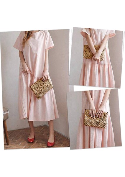 Kadın El Dokuma Pamuk Çanta Saman Dokuma Bozuk Para Cüzdanı Cep Telefonu Debriyaj Haki (Yurt Dışından) fırsatları