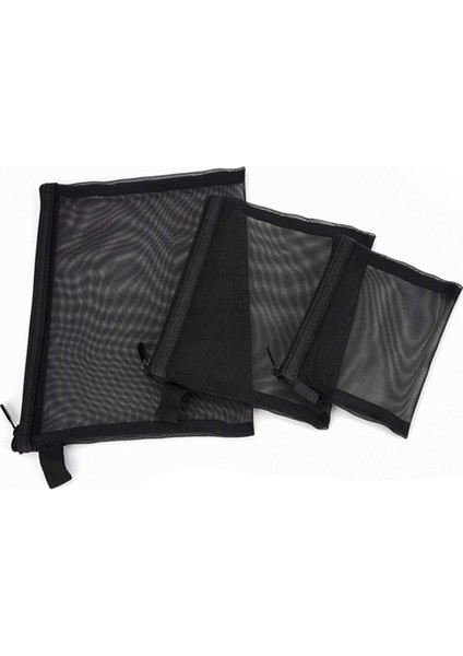 Fermuarlı Örgü Çanta, 3'lü Paket (S/m/l), Güzellik Makyajı Kozmetik Aksesuarları Düzenleyici, Seyahat Tuvalet Malzemeleri Seti Seti Saklama Kesesi, Siyah (Yurt Dışından)