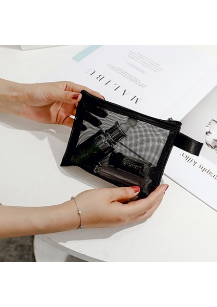 Fermuarlı Örgü Çanta, 3'lü Paket (S/m/l), Güzellik Makyajı Kozmetik Aksesuarları Düzenleyici, Seyahat Tuvalet Malzemeleri Seti Seti Saklama Kesesi, Siyah (Yurt Dışından) modelleri