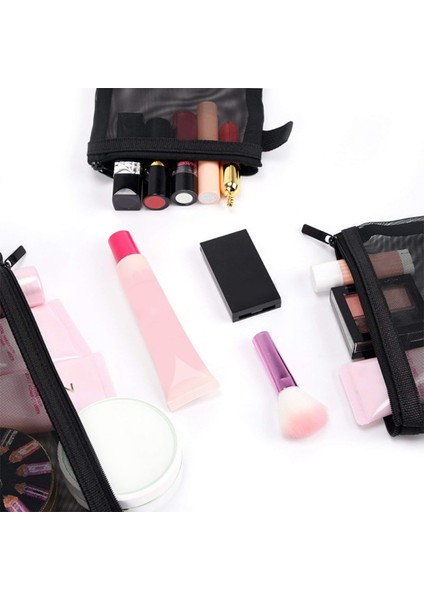 Fermuarlı Örgü Çanta, 3'lü Paket (S/m/l), Güzellik Makyajı Kozmetik Aksesuarları Düzenleyici, Seyahat Tuvalet Malzemeleri Seti Seti Saklama Kesesi, Siyah (Yurt Dışından) fırsatları