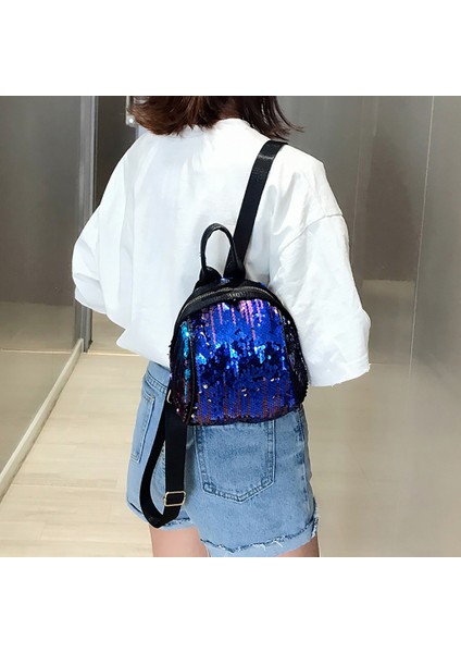 Trend Pullu Omuz Çantası Kadın Rahat Kişilik Moda Seyahat Sırt Çantası Mavi (Yurt Dışından) fiyatları