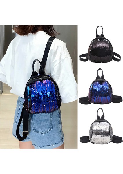 Trend Pullu Omuz Çantası Kadın Rahat Kişilik Moda Seyahat Sırt Çantası Mavi (Yurt Dışından) fırsatları