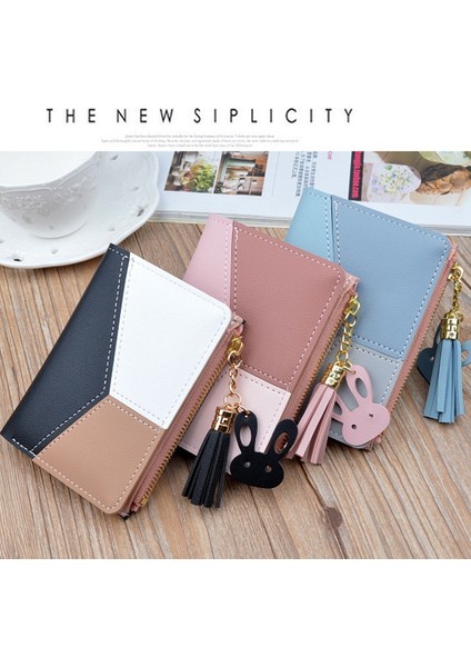 Yeni Büyük Kapasiteli Cüzdan Kısa Kadın Cüzdan Fermuar Çanta Patchwork Moda Panelli Para Kart Sahibinin Deri Mavi (Yurt Dışından) fırsatları