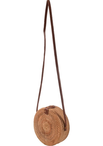 Vintage El Yapımı Crossbody Deri Çanta Yuvarlak Plaj Kızlar Daire Rattan Çanta Küçük Bohem Omuz (Yurt Dışından) modelleri