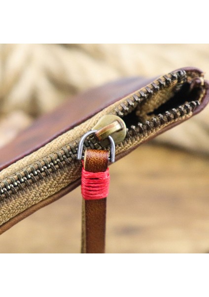 Deri Bozuk Para Cüzdanı, Kadın ve Erkek Için Vintage El Yapımı Cüzdan, Mini Kartlıklı Çanta, Fermuarlı Çantalar (Yurt Dışından) modelleri