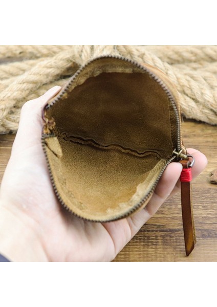 Deri Bozuk Para Cüzdanı, Kadın ve Erkek Için Vintage El Yapımı Cüzdan, Mini Kartlıklı Çanta, Fermuarlı Çantalar (Yurt Dışından) fırsatları