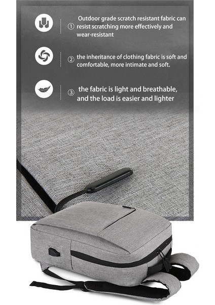 Erkek Iş Çok Fonksiyonlu Bilgisayar Çantası USB Basit Sırt Çantası Özel Seyahat Okul Gri (Yurt Dışından) fırsatları