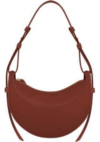 Kadın Çanta Deri Omuz Çantası Retro Yarım Ay Moda Tasarım Crossbody Küçük Aksesuarlar, Bordo (Yurt Dışından)