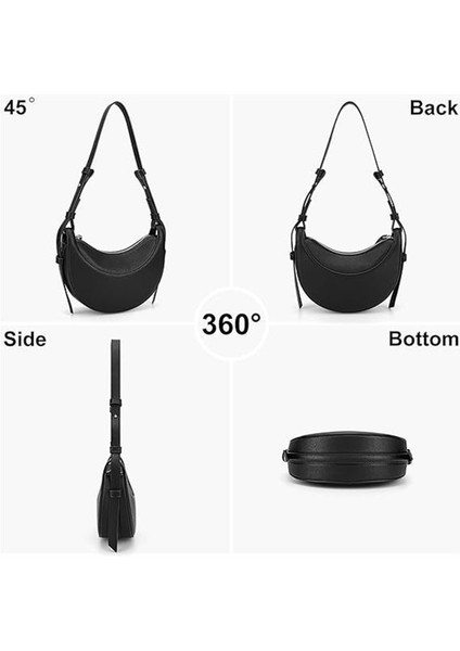 Kadın Çanta Deri Omuz Çantası Retro Yarım Ay Moda Tasarım Crossbody Küçük Aksesuarlar, Bordo (Yurt Dışından) modelleri