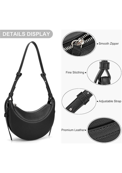 Kadın Çanta Deri Omuz Çantası Retro Yarım Ay Moda Tasarım Crossbody Küçük Aksesuarlar, Bordo (Yurt Dışından) fırsatları