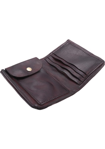 Kırışık Cüzdan, Vintage El Yapımı Inek Derisi Erkek Kart Sahibi, Bifold Para Klipleri, Kahve (Yurt Dışından) fırsatları