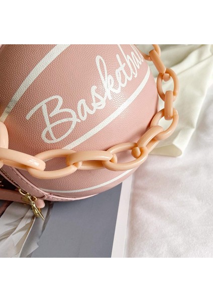 Kadın Basketbol Şekilli Vücut Askılı Çanta Çanta Tote Mini Omuz Pu Deri Yuvarlak Çanta Kızlar Için Pembe (Yurt Dışından) modelleri
