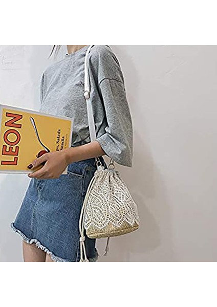 Hasır Kova Çanta Moda Dantel Omuz Günlük Çanta (Yurt Dışından) fırsatları