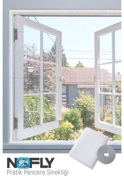 Nofly Pratik Pencere Sinekliği 100X150CM 5mt Bant Tak Çıkar Tül Kesilebilir Cırt Bantlı modelleri
