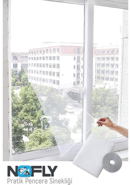 Nofly Pratik Pencere Sinekliği 100X150CM 5mt Bant Tak Çıkar Tül Kesilebilir Cırt Bantlı indirimleri