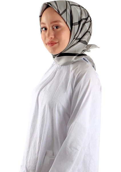 Koyu Gri Mozaik Desen Twill Ipek Eşarp fiyatları