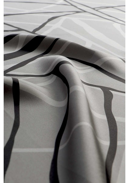 Koyu Gri Mozaik Desen Twill Ipek Eşarp modelleri