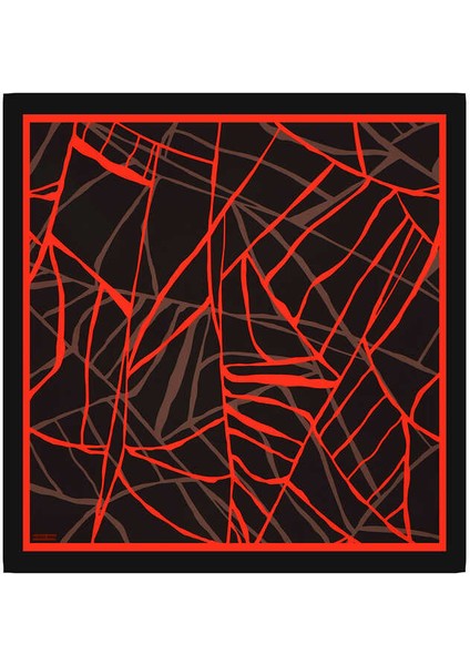 Kestane Mozaik Desen Twill Ipek Eşarp