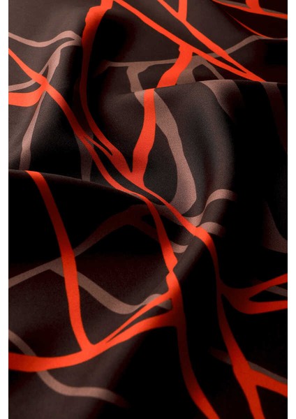 Kestane Mozaik Desen Twill Ipek Eşarp modelleri