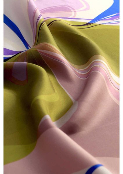 Yeşil Orkide Desen Twill Ipek Eşarp modelleri