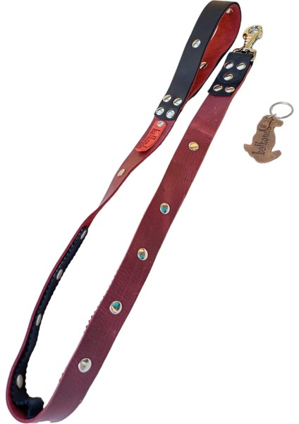 Köpek gezdirme kayışı hakiki deri bordo siyah genişlik:3cm kalın kancalı uzunluk:100cm dog leash B1-3